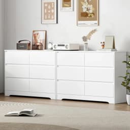 Getone White Chest of Drawers Bedroom, Tall Chest of Drawers with 6 Drawers, Bedroom Furniture Dresser Storage Cupboard Cabinet Bedroom Dresser, for Dining Room Living Room Hallway 120x40x82cm