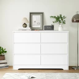 Getone White Chest of Drawers Bedroom, Tall Chest of Drawers with 6 Drawers, Bedroom Furniture Dresser Storage Cupboard Cabinet Bedroom Dresser, for Dining Room Living Room Hallway 120x40x82cm