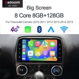 1280*720 IPS 8"360 Carplay 8G+128G Android 12 Car DVD Player multimedia GPS Stereo autoradio For Chevrolet Camaro 2010-2015