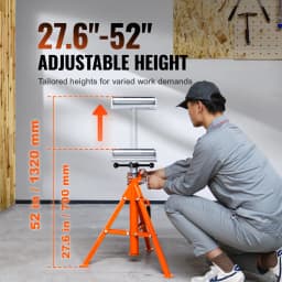 SucceBuy Roller Stand Heavy Duty 2500 LBS Load Capacity 27.6"-52" Adjustable Folding Roller Support Stand for Pipe Wooden Boards