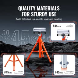 SucceBuy Roller Stand Heavy Duty 2500 LBS Load Capacity 27.6"-52" Adjustable Folding Roller Support Stand for Pipe Wooden Boards