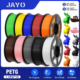 JAYO 10 Rolls PETG Filament 175mm 3D Printing No Bubbles No Drawing Smooth Multiple Colors Optional for 3D Printing 1.1kg/1roll