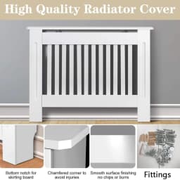 BRIEFNESS Radiator cover Wooden wall-mounted White painted MDF cupboard heater cover Modern heating cover Barbecue cabinet shelf