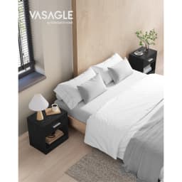 VASAGLE Bedside Tables, Set of 2, Side Table with Drawer, Handle, Open Compartment, End Table