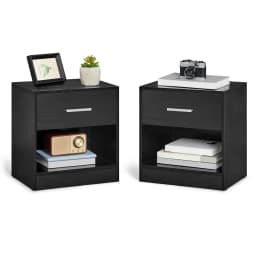 VASAGLE Bedside Tables, Set of 2, Side Table with Drawer, Handle, Open Compartment, End Table