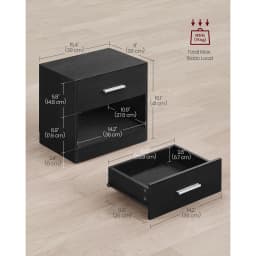 VASAGLE Bedside Tables, Set of 2, Side Table with Drawer, Handle, Open Compartment, End Table