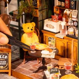 Rolife Tipsy Restaurant Kit DIY Miniature House Kit Desk Bookshelf Decoration For Adults Gift Idea For Girls Boys Kids
