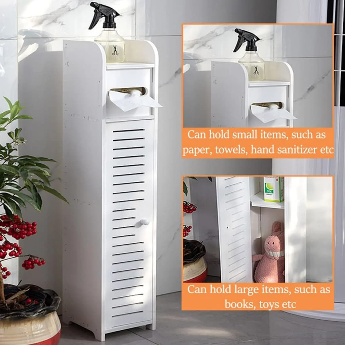BRIEFNESS Bathroom Cabinet Tall Slimline Shelf Bathroom Cabinet Bathroom Organiser Bedroom Cabinet Living Room Organiser White