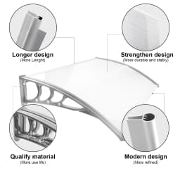 Window Door Awning Canopy 2 Sizes Front & Back Porch Shade PC Cover for Rainproof Sun Shade Snow Protection