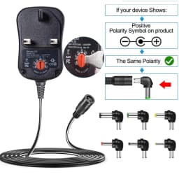 12W Power Adapter,3V-12V Universal Switching AC/DC Multi-Voltage Charger Power Supply Replacement 6 Adapter Plugs CCTV IP Camera