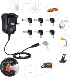 12W Power Adapter,3V-12V Universal Switching AC/DC Multi-Voltage Charger Power Supply Replacement 6 Adapter Plugs CCTV IP Camera