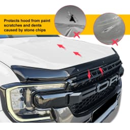 Matte Black Bug Shield Hood Deflector Guard Bonnet Protector For Ford Ranger Raptor 2023 2024 T9