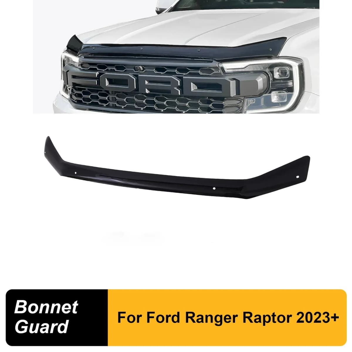 Matte Black Bug Shield Hood Deflector Guard Bonnet Protector For Ford Ranger Raptor 2023 2024 T9