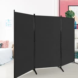 GOFLAME 3 Panel Folding Room Divider Paravent Partition Privacy Screen Seperator-Black