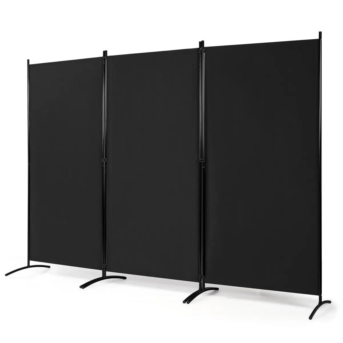 GOFLAME 3 Panel Folding Room Divider Paravent Partition Privacy Screen Seperator-Black