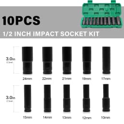 Heavy Duty 1/2” Drive Deep Impact Sockets Set Long Reach Wheel Wrench Nut new