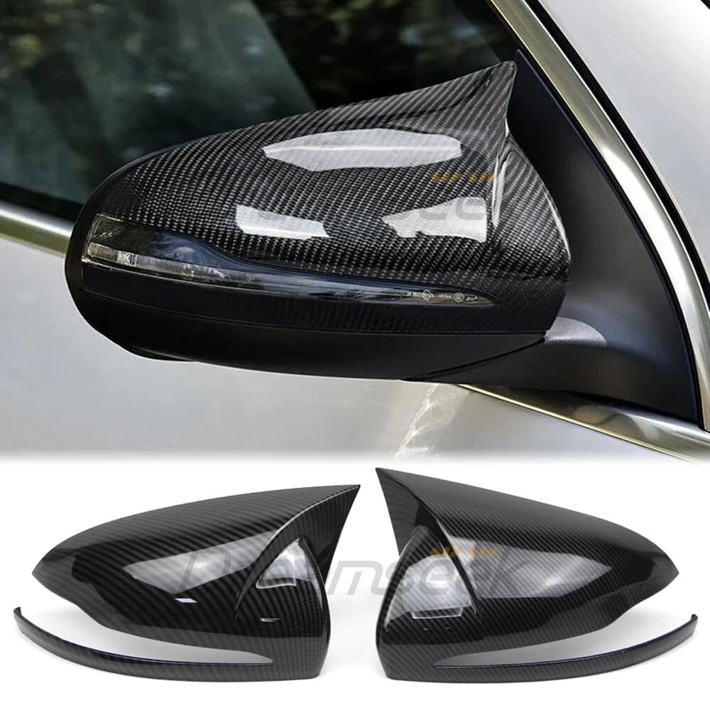Side Door Wing Rearview Mirror Cover Cap For Mercedes-Benz GLC GLB C E S Class W205 W213 C217 Carbon Fiber Style Trim W/ Turn