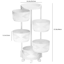 Kitchen Storage Cart, 5 Tier Circular Rotating Basket, Large Storage Rack with 360 Degree Wheels, Fruit Vegetable Shelf