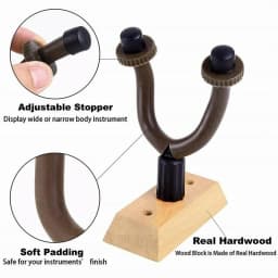 Wooden Wall Mount Guitar Hanger Hook Stand Holder Bracket for Any Guitar Bass Ukulele Banjo