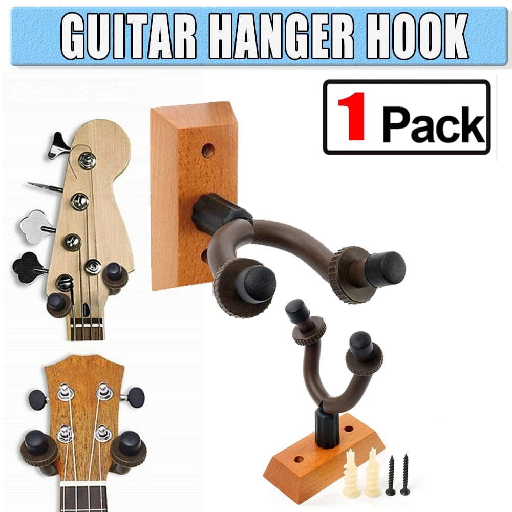 Wooden Wall Mount Guitar Hanger Hook Stand Holder Bracket for Any Guitar Bass Ukulele Banjo