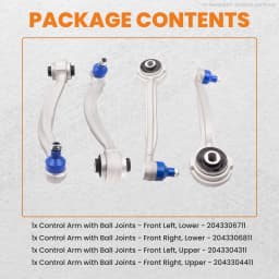Front Upper & Lower Suspension Control Arms Set For Mercedes C Class W204 S204 2033303511 2033303511S3 2043306811