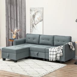 HOMCOM Convertible Modular Sectional Sofa w/ Storage Wood Frame