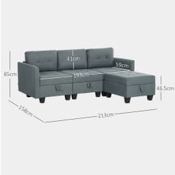 HOMCOM Convertible Modular Sectional Sofa w/ Storage Wood Frame