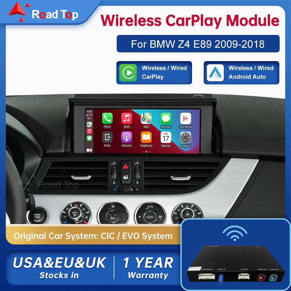 Road Top Wireless Android Auto For BMW Z4 E89 CIC EVO 2009-2018 Carplay Interface Mirror Link Airplay Car Play