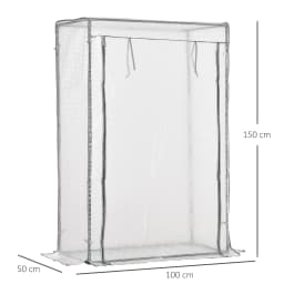 100X50X150Cm Greenhouse Pe Cover W/ Zipper Roll-Up Door Outdoor, White