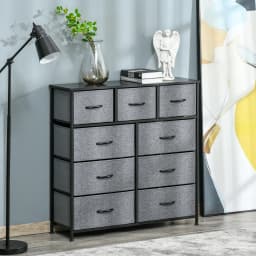 HOMCOM 9 Drawers Storage Chest Dresser Organizer Unit w/ Foldable Bin