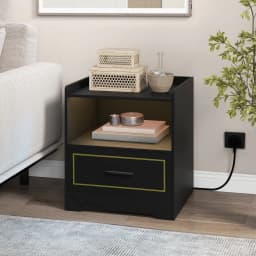 GOFLAME LED Nightstand Smart Bedside Table Cabinet Side End Table Storage Living Room