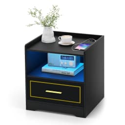 GOFLAME LED Nightstand Smart Bedside Table Cabinet Side End Table Storage Living Room