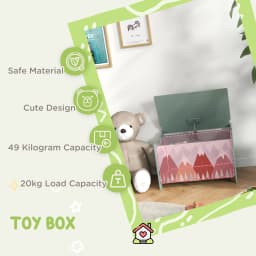 ZONEKIZ Toy Box, Kids Toy Chest with Lid, Safety Hinge, Cute Design