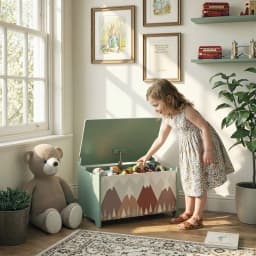 ZONEKIZ Toy Box, Kids Toy Chest with Lid, Safety Hinge, Cute Design