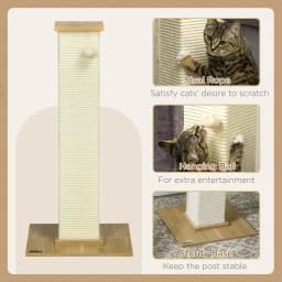 PawHut 80cm Sisal Rope Scratching Post, Cat Scratching Post - White