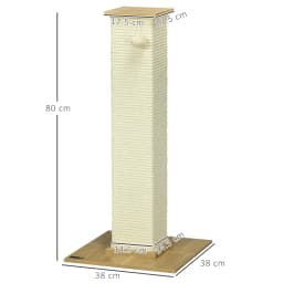 PawHut 80cm Sisal Rope Scratching Post, Cat Scratching Post - White