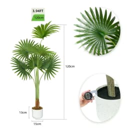 mcc direct Artificial Fan Palm Tree, Decorative Artificial Plant with Plastic Planter and Artificial Moss for House Bedroom