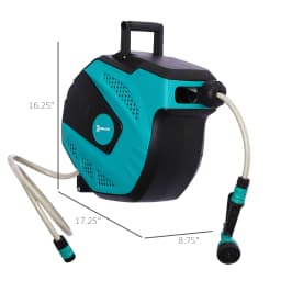 Water Hose Reel Compact Garden Patio Car Locking Auto Retract Spray Nozzle