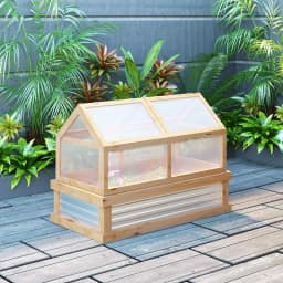 Raised Garden Bed Kit W/ Greenhouse Top Cold Frame Planter Protection Natural