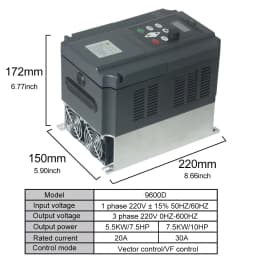220 5.5KW/7.5KW 7.5HP/10HP Economical VFD Variable Frequency Drive Converter for Motor Speed Control Inverter