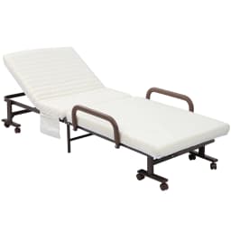 HOMCOM Folding Bed with Mattress & Wheels, Adjustable Backrest Guest, White