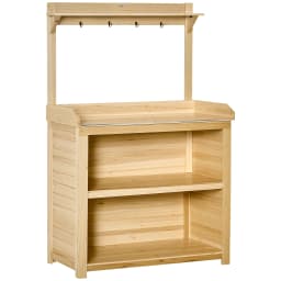 Garden Potting Bench Table Workstation W/ Galvanized Tabletop, Storage Shelves