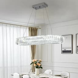 Modern Pendant Light Luxury Crystal Oval Design Led Chandelier Ceiling Lamp Nordic Hanging Fixture Living Bedroom Hotel Lustres