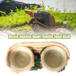 Reptile Feeding Double Bowl Resin Water Dish For Gecko Reptile Feeding Station For Lizards Chameleons Tree Frogs And Small Pets