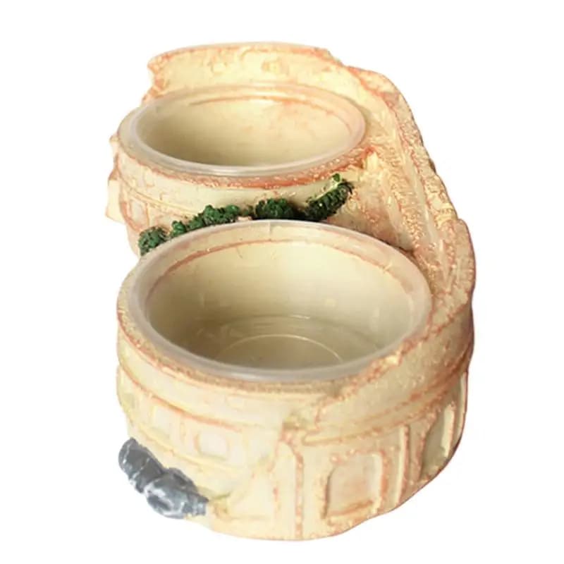 Reptile Feeding Double Bowl Resin Water Dish For Gecko Reptile Feeding Station For Lizards Chameleons Tree Frogs And Small Pets