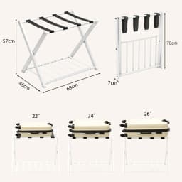 GOFLAME Luggage Rack Folding Suitcase Stand with Storage Shelf-White