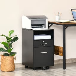 Vinsetto Mobile File Cabinet Lockable Documents Storage w/ 5 Wheels Black