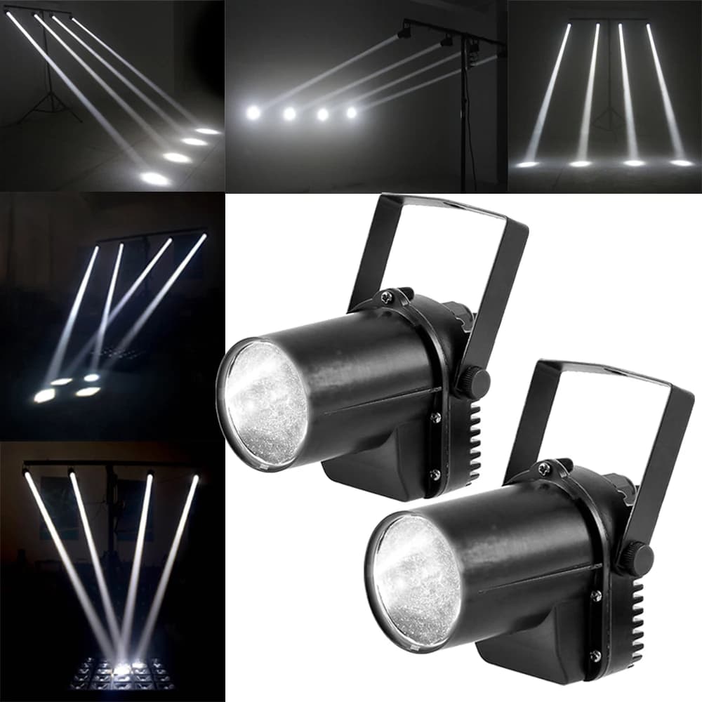 U'King 2PCS Mini LED Pinspot Beam Spotlight 5W Super Bright Lamp White Light Stage Lighting Effect for DJ Disco Party Bar Xmas