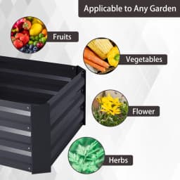 Voltsify Galvanized Steel Square Raised Garden Bed Planter Box, 120cm W X 90cm D X 30cm H