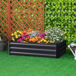 Voltsify Galvanized Steel Square Raised Garden Bed Planter Box, 120cm W X 90cm D X 30cm H